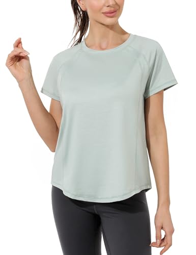 Gyabnw Sportshirt Damen Sport Tshirt Kurzarm Oberteile Locker Laufshirt Funktionsshirt Yoga Fitness von Gyabnw