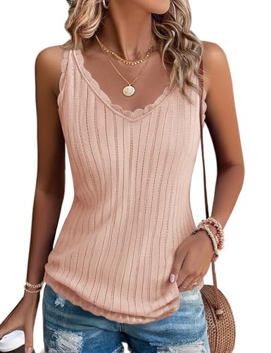Gyabnw Damen Tank Top Sommer Elegant Ärmellose Blusentop Leicht Lässiges Basic Oberteile von Gyabnw