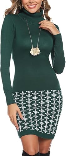 Gyabnw Strickkleid Damen Winter Elegant Freizeit Cocktail Pullikleid Kleider mit Rollkragen für Herbst Winter von Gyabnw