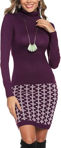 Gyabnw Strickkleid Damen Winter Elegant Freizeit Cocktail Pullikleid Kleider mit Rollkragen für Herbst Winter von Gyabnw