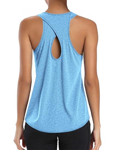 Gyabnw Tank Top Damen mit Rückenausschnitt ärmellos leicht schnelltrocknend atmungsaktiv für Lauf Yoga von Gyabnw