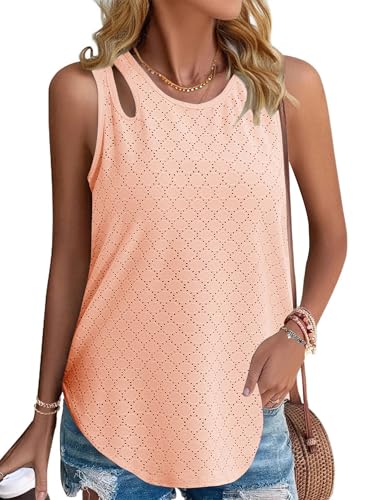 Gyabnw Tank Tops Damen Ärmellose Sommer Basic Shirt Rundhals Blusentop Elegant Oberteile von Gyabnw