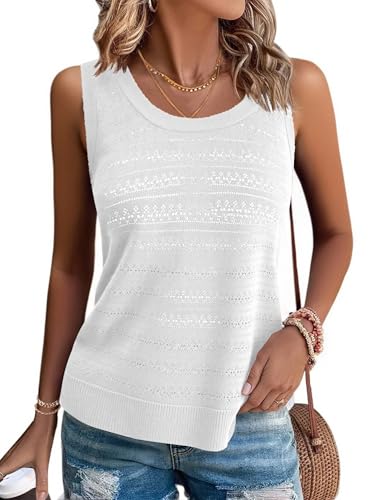Gyabnw Tank Tops Damen Strick Ärmellose Sommer Basic Shirt Rundhals Blusentop Elegant Oberteile Gyabnw Tank Tops Damen Strick Ärmellose Sommer Basic Shirt Rundhals Blusentop Elegant Oberteile von Gyabnw