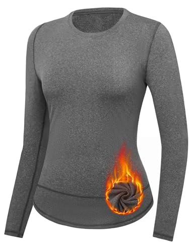 Gyabnw Thermo Oberteil Damen Shirt Langarm Thermounterwäsche Unterhemd Langarmshirt leicht Skiunterwäsche Wandershirt von Gyabnw