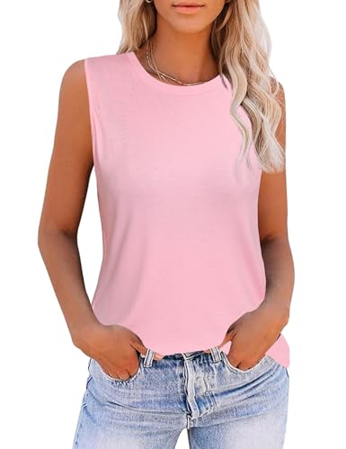 Gyabnw Trägershirt Damen Ärmellose Sommer T Shirt Einfarbig Basic Rundhals Oberteile von Gyabnw