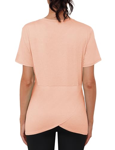 Gyabnw Uv Shirt Damen Kurzarm Kurzärmelig Rundhals Rücken überkreuzt Leicht Feuchtigkeitsableitend Lockere Sport Yoga Oberteile von Gyabnw