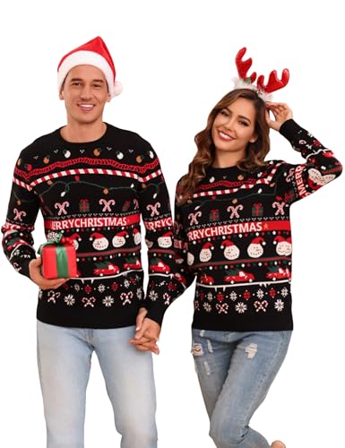 Gyabnw Herren Weihnachtspullover Strickpullover Ugly Christmas Sweater Weihnachtspulli Herren Lustige Strick Christmas Sweater Pullover mit Rundhals von Gyabnw