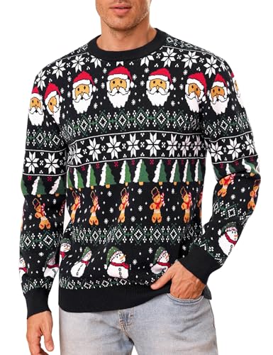 Gyabnw Weihnachtspullover Herren Strickpullover Rundhals Langarm Christmas Sweater Winter Strickpulli von Gyabnw