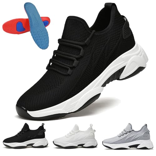 Elevate Shoes Herren & Damen 4/6/8/10 cm – Unsichtbare Elevator Schuhe Sneaker, Atmungsaktive Mesh Slip-On Schuhe (Schwarz, 8 cm höher, Erwachsene, 41, Numerisch, EU Schuhgrößensystem, M) von Gyagalre
