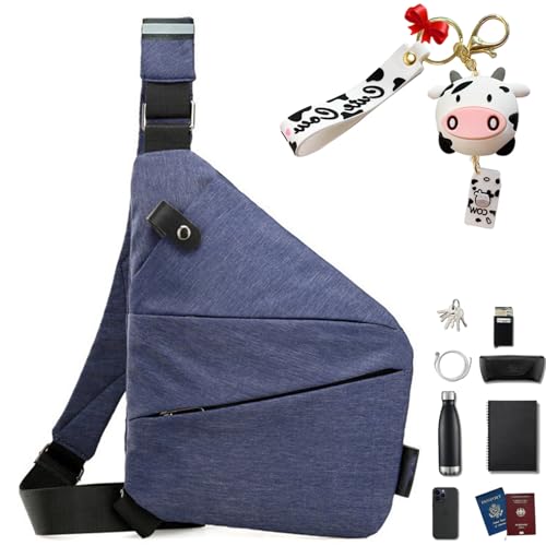 Anti Diebstahl Tasche, Anti Diebstahl Umhängetasche, Taschen Schultertasche Brusttasche ür Damen Und Herren (Blau, Rechte Schulter) von Gyagalre