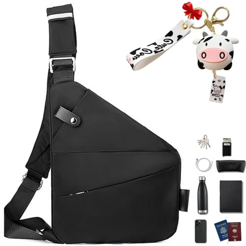 Anti Diebstahl Tasche, Anti Diebstahl Umhängetasche, Taschen Schultertasche Brusttasche ür Damen Und Herren (Schwarz, Linke Schulter) von Gyagalre
