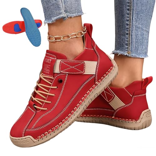 Gyagalre Elira Sneakers Damen – Bequeme Stützende Orthopädische Schuhe | Ergonomische Slip-On Sneaker mit Elastischem Gummiband (Rot, Erwachsene, 40, Numerisch, EU Schuhgrößensystem, M) von Gyagalre