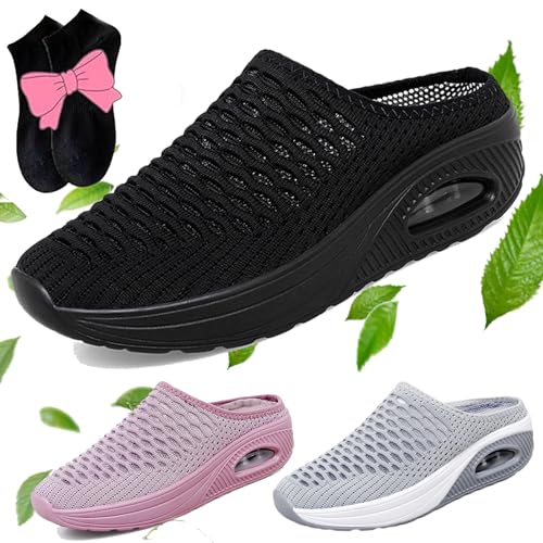 Gyagalre Hatme Orthopedic Slippers,Hatme Orthopädische Hausschuhe, Orthopädische Hausschuhe Damen Komfortschuhe Anti RutschSneaker (Black, Erwachsene, Damen, 35, Numerisch, EU Schuhgrößensystem, M) von Gyagalre