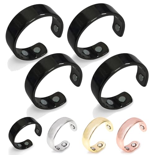 Gyagalre Sömni Ring, Sömni Ring Damen Wechseljahre, Damen Gegen Migräne, Verstellbarer Akupressurring Zur Linderung Von Müdigkeit (4, Schwarz) von Gyagalre