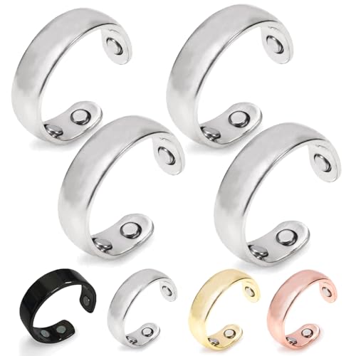 Gyagalre Sömni Ring, Sömni Ring Damen Wechseljahre, Damen Gegen Migräne, Verstellbarer Akupressurring Zur Linderung Von Müdigkeit (4, Silber) von Gyagalre