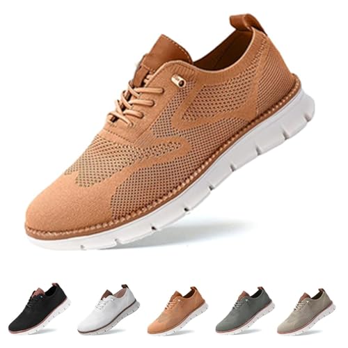 Gyagalre Wearbreeze Schuhe für Herren, Urban – Ultra-Bequeme Schuhe, Oxfords Walking Herren-Slip-On-Bootsschuhe mit Fußgewölbeunterstützung (Camel, Erwachsene, 40, Numerisch, EU Schuhgrößensystem, M) von Gyagalre