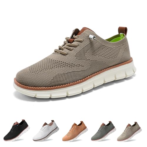 Gyagalre Wearbreeze Schuhe für Herren, Urban – Ultra-Bequeme Schuhe, Oxfords Walking Herren-Slip-On-Bootsschuhe mit Fußgewölbeunterstützung (Khaki, Erwachsene, 40, Numerisch, EU Schuhgrößensystem, M) von Gyagalre