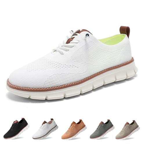 Gyagalre Wearbreeze Schuhe für Herren, Urban – Ultra-Bequeme Schuhe, Oxfords Walking Herren-Slip-On-Bootsschuhe mit Fußgewölbeunterstützung (White, Erwachsene, 40, Numerisch, EU Schuhgrößensystem, M) von Gyagalre