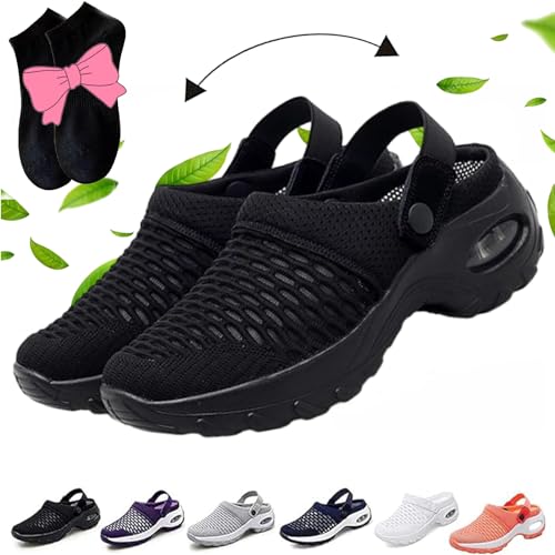 Orthopädische Schlupfschuhe mit Luftkissen, orthopädische Clogs für Damen, orthopädische Clogs, orthopädische Schuhe für Damen, Schwarz , 42 EU von Gyagalre