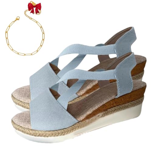 Orthostella Sandalen Orthopaedic Sandals Made Of Pu Non-Slip Elegant Sandals With Fasciitis Soles For Hallux Valgus Bunion (Himmelblau, Erwachsene, Damen, 39, Numerisch, EU Schuhgrößensystem, M) von Gyagalre