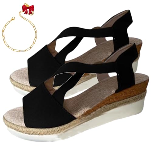 Orthostella Sandalen Orthopaedic Sandals Made Of Pu Non-Slip Elegant Sandals With Fasciitis Soles For Hallux Valgus Bunion (Schwarz, Erwachsene, Damen, 36, Numerisch, EU Schuhgrößensystem, M) von Gyagalre