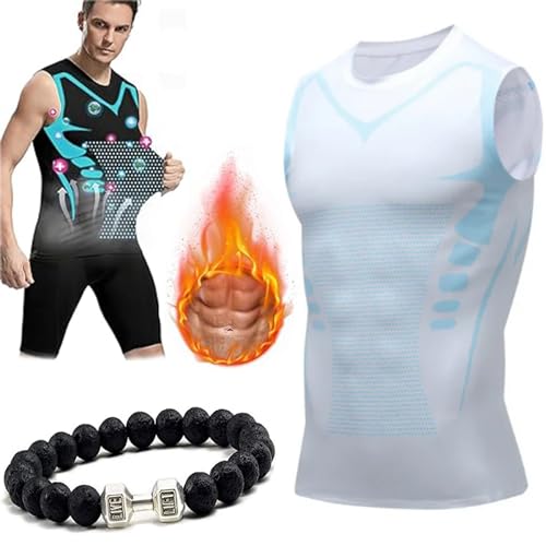 Vitaboost Kompressionsshirt, ionisches formendes ärmelloses Shirt für Männer, formende Weste für Männer, (White*1, M) von Gyagalre