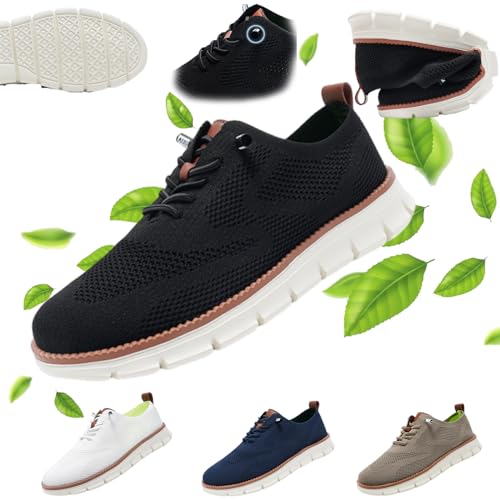 Wearbreeze Herren-Schuhe, Freizeitschuhe, Oxford-Schuhe, atmungsaktiv, gestrickt, Freizeitschuhe, modische Sneaker, Netz-Sneaker, Schwarz , 39 2/3 EU von Gyagalre