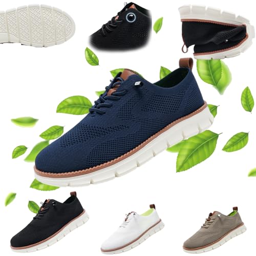 Wearbreeze Herren-Schuhe, Freizeitschuhe, Oxford-Schuhe, atmungsaktiv, gestrickt, Freizeitschuhe, modische Sneaker, Netz-Sneaker, dunkelblau, 38 2/3 EU von Gyagalre