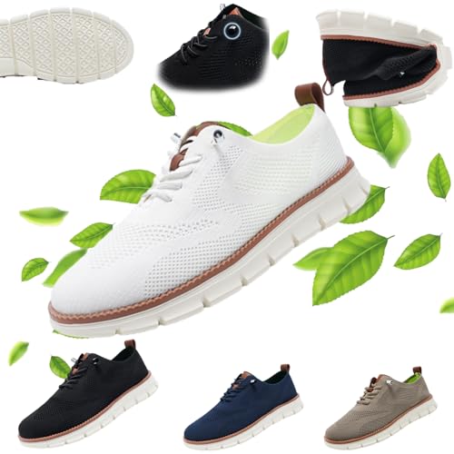 Wearbreeze Herren-Schuhe, Freizeitschuhe, Oxford-Schuhe, atmungsaktiv, gestrickt, Freizeitschuhe, modische Sneaker, Netz-Sneaker, weiß, 38 2/3 EU von Gyagalre