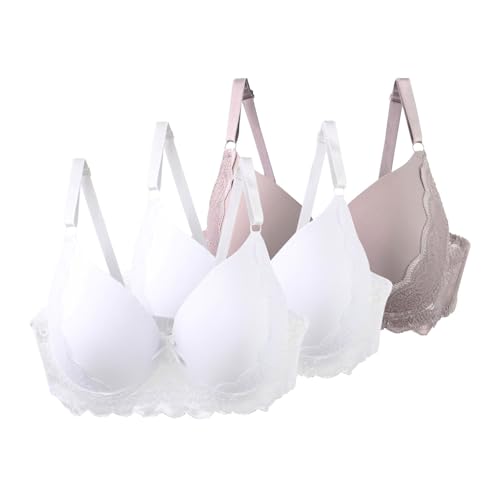 3er Pack Damen BHS mit Bügel 90–115 C/D/E Große Größen Push-Up Spitzen-BH mit Verstellbaren Trägern Leicht Atmungsaktiv Komfort Unterwäsche für Alltag und Freizeit von Gyaimxfu