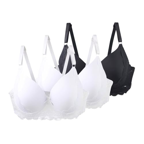 3er Pack Damen BHS mit Bügel 90–115 C/D/E Große Größen Push-Up Spitzen-BH mit Verstellbaren Trägern Leicht Atmungsaktiv Komfort Unterwäsche für Alltag und Freizeit von Gyaimxfu