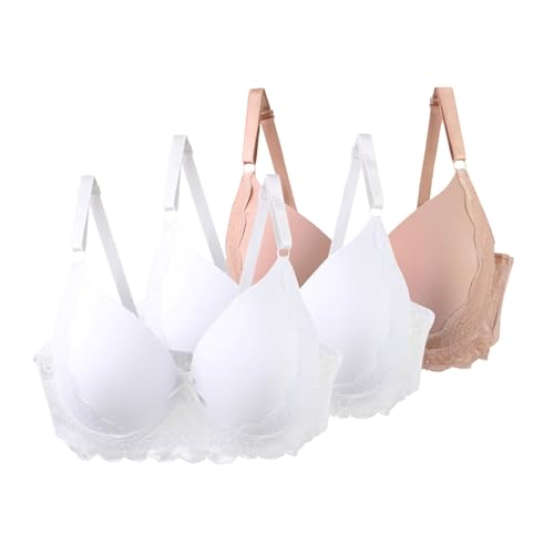 3er Pack Damen BHS mit Bügel 90–115 C/D/E Große Größen Push-Up Spitzen-BH mit Verstellbaren Trägern Leicht Atmungsaktiv Komfort Unterwäsche für Alltag und Freizeit von Gyaimxfu