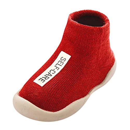 Barfußschuhe Baby Winter Niedlicher Cartoon Weicher Stricken Sockenschuhe Warm Freizeitschuhe Bodensocken Lernlaufschuhe Gummisohle Lauflernschuhe Kinder Indoor Socken Schuhe Für Mädchen Junge von Gyaimxfu