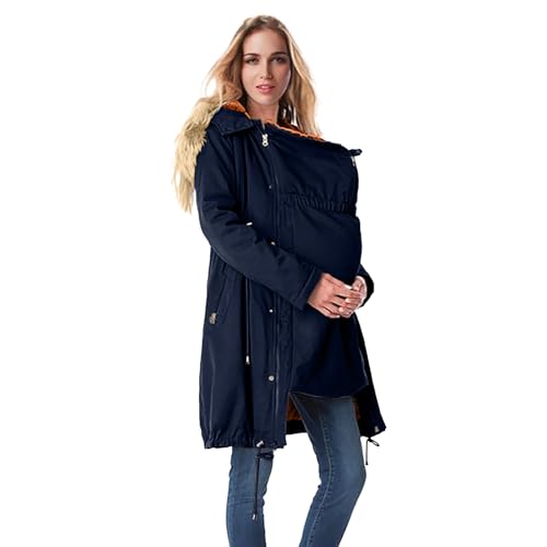 Gyaimxfu Frühling und Herbstjacke Damen Lang Warm Baumwolljacke Tragejacke Umstandsjacke Umstandsmode Herbst 3 In 1 Schwangerschaftsjacke Mit Babyeinsatz Umstandsmantel Herbstjacke mit Taschen 1 von Gyaimxfu