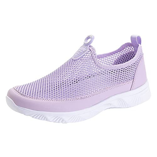 Damen Slip on Sneaker Sommer Bequeme Fashion Joggingschuhe Leicht Memory Schaum Sneaker Atmungsaktives Vermascht Walkingschuhe Outdoor Fitness Erhöhte Dämpfung Und Entlastung Der Füße von Gyaimxfu