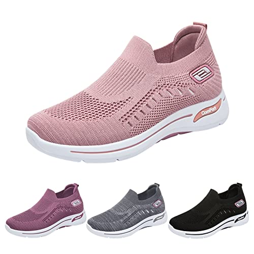 Damen Slip on Sneaker Sommer Leicht Krankenschwester Schuhe Casual Fashion Joggingschuhe Atmungsaktives Vermascht Walkingschuhe Sportschuhe Erhöhte Dämpfung Und Entlastung Der Füße von Gyaimxfu