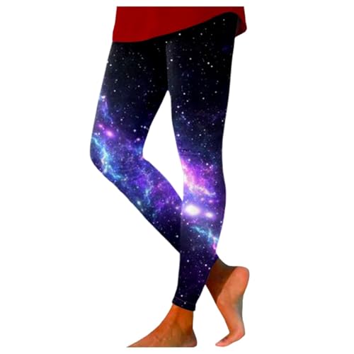 Gyaimxfu Angebote des Tages Heute Deal，Galaxy Leggings Damen Hohe Taille Galaxy Kostüm Damen Bedruckte Bunte Leggings Yoga Hose Stretchy Yogahose Render Hosen Frauen Planeten Kostüm von Gyaimxfu