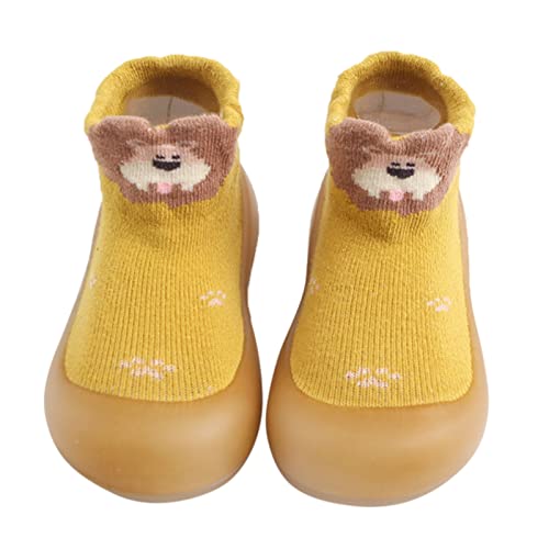 Gyaimxfu Baby Sockenschuhe Unisex, rutschfeste Niedlicher Cartoon Lauflerner Schuhe Stricken Sockenschuhe Weicher Babybodenschuhe Socken Mit rutschfest Gummisohle Puschies Original Barfußschuhe Baby von Gyaimxfu