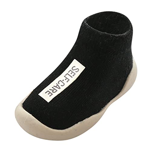 Gyaimxfu Baby Sockenschuhe Unisex Freizeitschuhe Krabbelschuhe Babysocken Warm Einfarbig Bodensocken Lernlaufschuhe Gummisohle rutschfeste Hüttenschuhe Indoor Socken Schuhe Für Mädchen Junge von Gyaimxfu