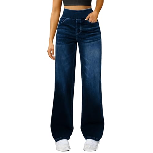 Gyaimxfu Baggy Jeans Damen High Waist - Jeanshose Weites Bein Denimhose Große Größen Stretch Hose Hihop Jogginghose Y2K Jeanshosen Oversized Freizeithose Locker Sweathose Teenager-Mädchen Streetwear von Gyaimxfu