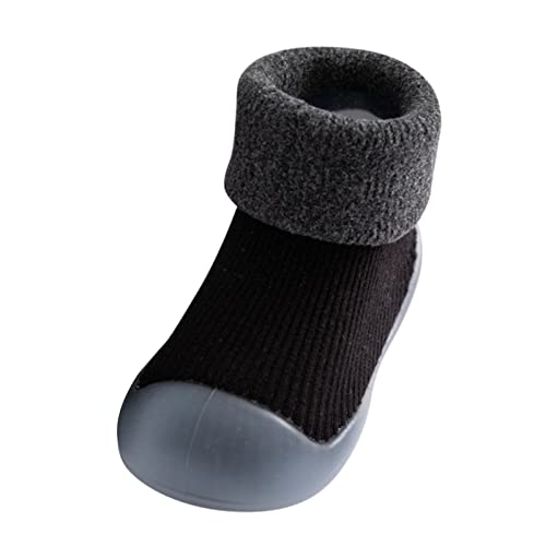 Gyaimxfu Barfußschuhe Baby Winter Einfarbig Krabbelschuhe Babysocken Warm Mit Motiv Socken Schuhe Kleinkind Fleece Gummisohle Lauflernschuhe Kinder Indoor Socken Schuhe Für Mädchen Junge von Gyaimxfu