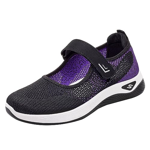 Gyaimxfu Damen Slip on Sneaker Sommer Bequeme Memory Schaum Sneaker Leicht Schuhe Mit Weicher Sohle Atmungsaktives Vermascht Walkingschuhe Sportschuhe Erhöhte Dämpfung Und Entlastung Der Füße von Gyaimxfu