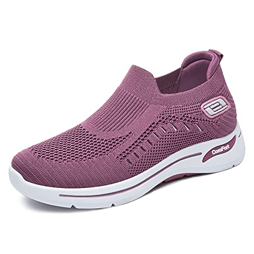 Gyaimxfu Damen Slip on Sneaker Sommer Casual Memory Schaum Sneaker Bequeme Schuhe Mit Weicher Sohle Atmungsaktives Vermascht Walkingschuhe Sportschuhe Erhöhte Dämpfung Und Entlastung Der Füße von Gyaimxfu