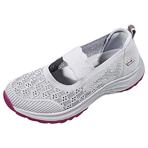 Gyaimxfu Damen Slip on Sneaker Sommer Casual Schuhe Mit Weicher Sohle Leicht Krankenschwester Schuhe Atmungsaktives Vermascht Walkingschuhe Outdoor Fitness Erhöhte Dämpfung Und Entlastung Der Füße von Gyaimxfu