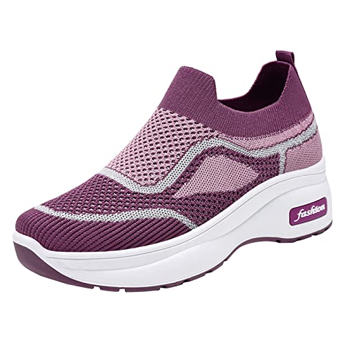 Gyaimxfu Damen Slip on Sneaker Sommer Leicht Krankenschwester Schuhe Bequeme Memory Schaum Sneaker Atmungsaktives Vermascht Walkingschuhe Sportschuhe Erhöhte Dämpfung Und Entlastung Der Füße von Gyaimxfu