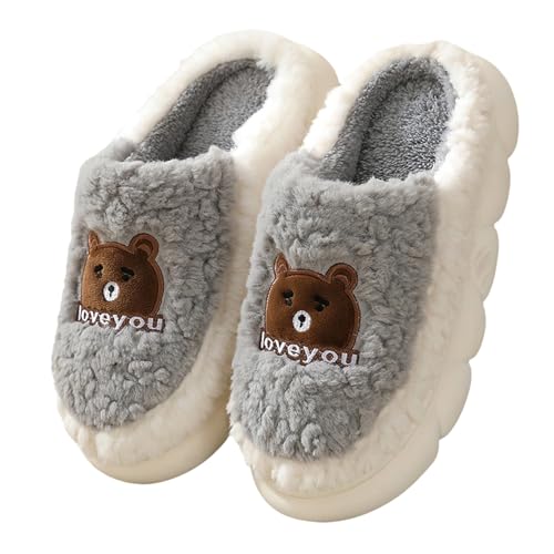 Gyaimxfu Hausschuhe Damen Herren Winter Plüsch Pantoffeln rutschfeste Unisex Warm Hausschlappen Filzpantoffeln Frauen Bequeme Slippers Neue 2025 von Gyaimxfu