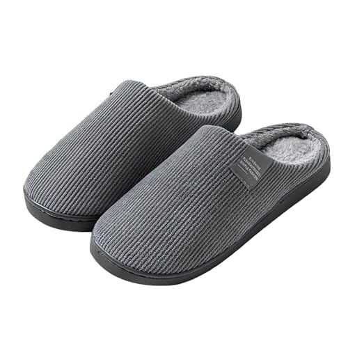 Gyaimxfu Hausschuhe Winter Warme Filz Plüsch Damen Herren Pantoffeln rutschfeste Unisex Warm Hausschlappen Filzpantoffeln Frauen Bequeme Slippers B Grey 41/42 EU von Gyaimxfu