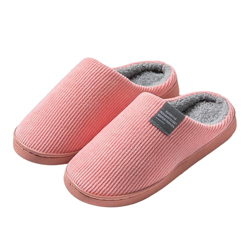 Gyaimxfu Hausschuhe Winter Warme Filz Plüsch Damen Herren Pantoffeln rutschfeste Unisex Warm Hausschlappen Filzpantoffeln Frauen Bequeme Slippers B Pink 37/38 EU von Gyaimxfu