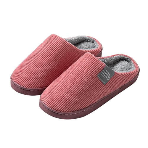 Gyaimxfu Hausschuhe Winter Warme Filz Plüsch Damen Herren Pantoffeln rutschfeste Unisex Warm Hausschlappen Filzpantoffeln Frauen Bequeme Slippers B Watermelon Red 39/40 EU von Gyaimxfu