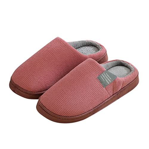 Gyaimxfu Hausschuhe Winter Warme Filz Plüsch Damen Herren Pantoffeln rutschfeste Unisex Warm Hausschlappen Filzpantoffeln Frauen Bequeme Slippers C Hot Pink 37/38 EU von Gyaimxfu